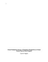 Virtual Postpartum Group: A Therapist’s Perspective on Virtual Versus Face-to-Face Program