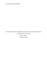QI Project: Implementation of Breastfeeding Questionnaire and Lactation RN Education in Pediatric Primary Care Setting