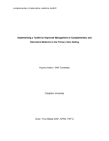 Implementing a Toolkit for Improved Management of Complementary and Alternative Medicine in the Primary Care Setting