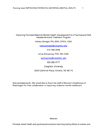 Improving Perinatal Maternal Mental Health: Development of a Psychosocial Risk Assessment and Treatment Program
