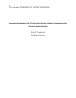 Increasing Knowledge of the HPV Vaccine in Women’s Health: Development of an Online Educational Module