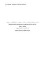 Development of an Educational Resource to Increase Nursing Staff Knowledge of Adrenal Insufficiency Management in the Neonatal Intensive Care Unit
