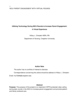 Utilizing Technology During NICU Rounds to Increase Parent Engagement: A Virtual Experience