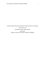 Coloring to Reduce Stress Among Advanced Practice Providers in the Neonatal Intensive Care Unit