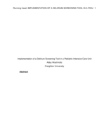 Implementation of a Delirium Screening Tool in a Pediatric Intensive Care Unit