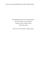 Safe administration of oral chemotherapy