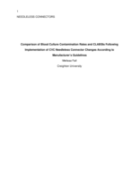 Comparison of Blood Culture Contamination Rates and CLABSIs Following Implementation of CVC Needleless Connector Changes According to Manufacturer’s Guidelines