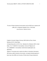 The Use of Patient-Centered Communication and the URICA tool in patients with a BMI >30 in a Nebraska Outpatient Clinic: A Pilot Study