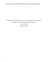 Influencing Rates of Human Papillomavirus and Human Papillomavirus Vaccination in the Adolescent Through Evidence-based Online Learning