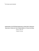 Implementation of the STOP-Bang Questionnaire to Assess Risk for Obstructive Sleep Apnea in Patients with Type 2 Diabetes Mellitus in a Primary Care Setting