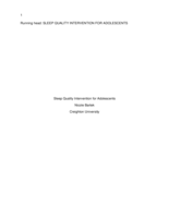 Sleep Qualiity Intervention for Adolecents