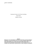 Screening for Anxiety in the Primary Care Setting