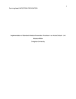 Implementation of Standard Infection Prevention Practices in an Acute Dialysis Unit