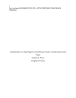Implementation of a Rapid Response Team Review Process: A Quality Improvement Project