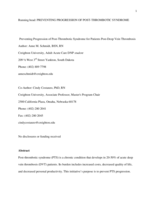 Preventing Progression of Post-Thrombotic Syndrome for Patients Post-Deep Vein Thrombosis