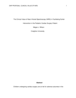 The Clinical Value of Near Infrared Spectroscopy (NIRS) in Facilitating Earlier Intervention in the Pediatric Cardiac Surgery Patient