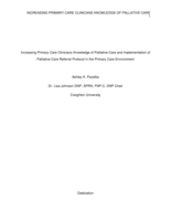 Increasing Primary Care Clinicians Knowledge of Palliative Care and Implementation of Palliative Care Referral Criteria Guideline