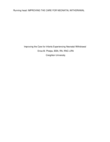 Improving the Care for Infants Experiencing Neonatal Withdrawal