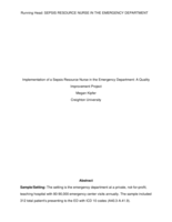 Implementation of a Sepsis Resource Nurse in the Emergency Department: A Quality Improvement Project