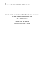 Follow-Up Reminder Alert in the Electronic Medical Record for Primary Care Providers and Diabetic Patients: A Quality Improvement Project