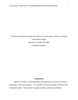 The Effect of Nonpharmacologic Interventions on the Duration of Delirium: A Quality Improvement Project