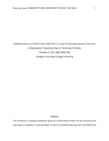 Establishment of a Comfort Care Order Set in a Level IV Neonatal Intensive Care Unit to Standardize Transitional Care of Terminally Ill Infants