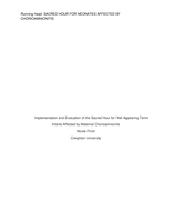 Implementation and Evaluation of the Sacred Hour Protocol for Well-Appearing Term Infants affected by Maternal Chorioamnionitis
