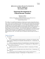 Important developments in federal income taxation