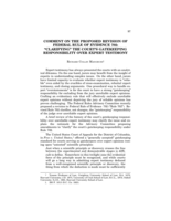 Comment on the proposed revision of federal rule of evidence 702: "Clarifying" the court's gatekeeping responsibility over expert testimony