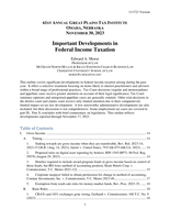 Important developments in federal income taxation