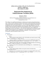 Important developments in federal income taxation