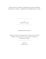 THE INFLUENCE OF AUTHENTIC LEADERSHIP IN CREATING CONDITIONS FOR OPTIMAL  LEARNING: A  HERMENEUTIC PHENOMENOLOGICAL STUDY
