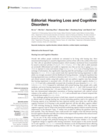 Editorial: Hearing Loss and Cognitive Disorders